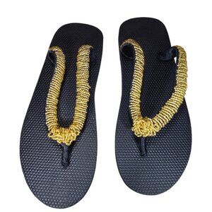 Beaded Flip Flops for Women Summer Style Sandals - (Amber)